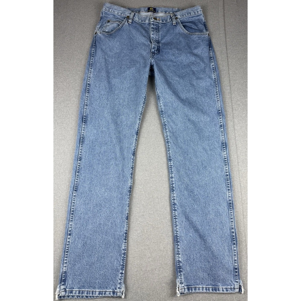 Wrangler 47MWZ Mens Jeans 38x34 Regular Fit Straight Leg Blue Denim Cowboy